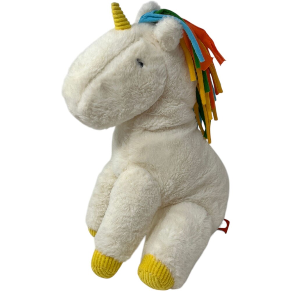 Gigglescape Plush Unicorn Stuffed Animal 12" Soft White Rainbow Yellow